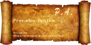 Preradov Apolka névjegykártya